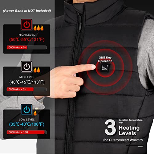 Veste Électrique Chauffante pour Homme/Femme - 3 Niveaux de Chaleur, Lavable pour Ski Randonnée Hiver (sans batterie)